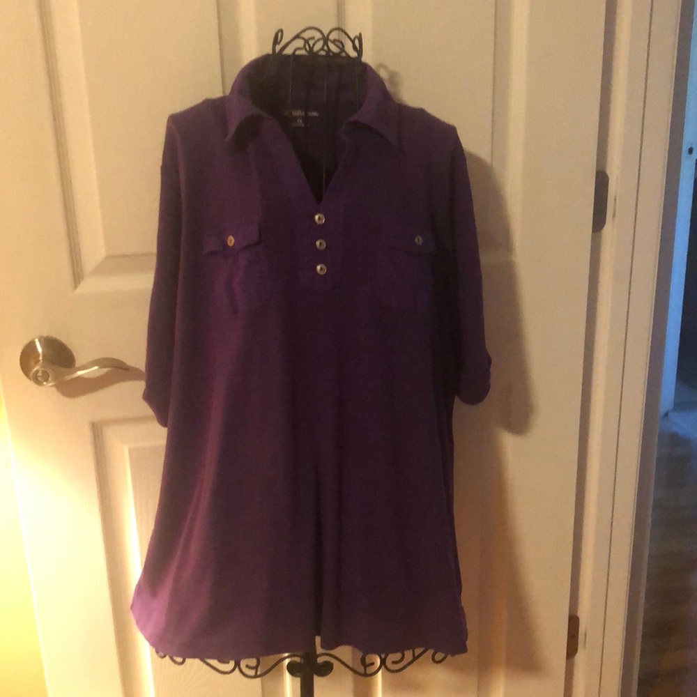 Purple short sleeve shirt